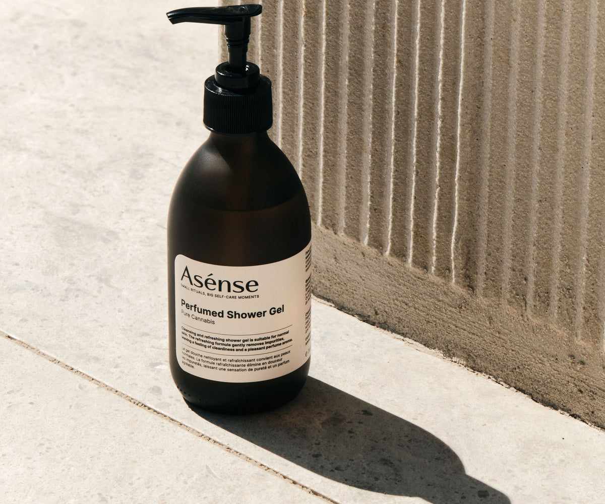 Asense perfumed shower gel in hard sunlight